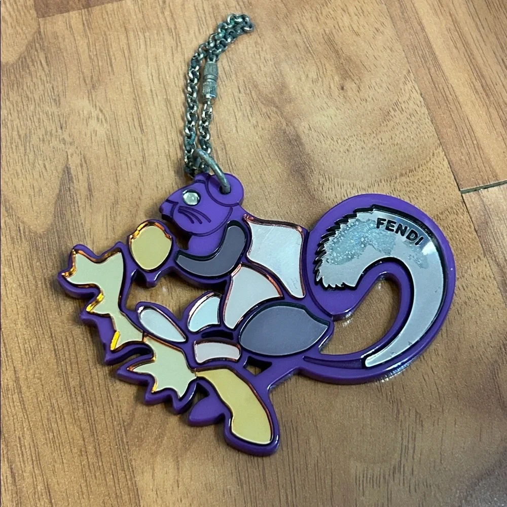 Authentic Fendi Limited Edition Purple and Gold Mirror Squirrel Charm - Picture 2 of 9
